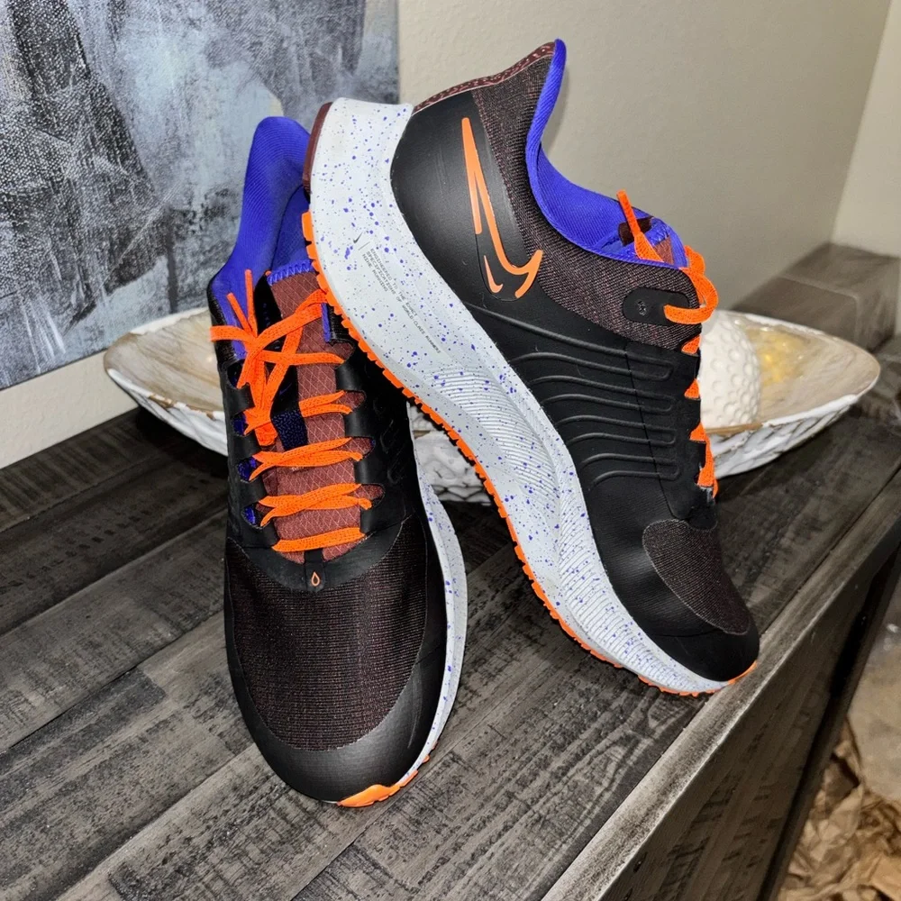 Nike Air Zoom Pegasus 38 Shield Mens SZ11.5 XE Black/Orange/Total Eclipse color - Picture 4 of 13